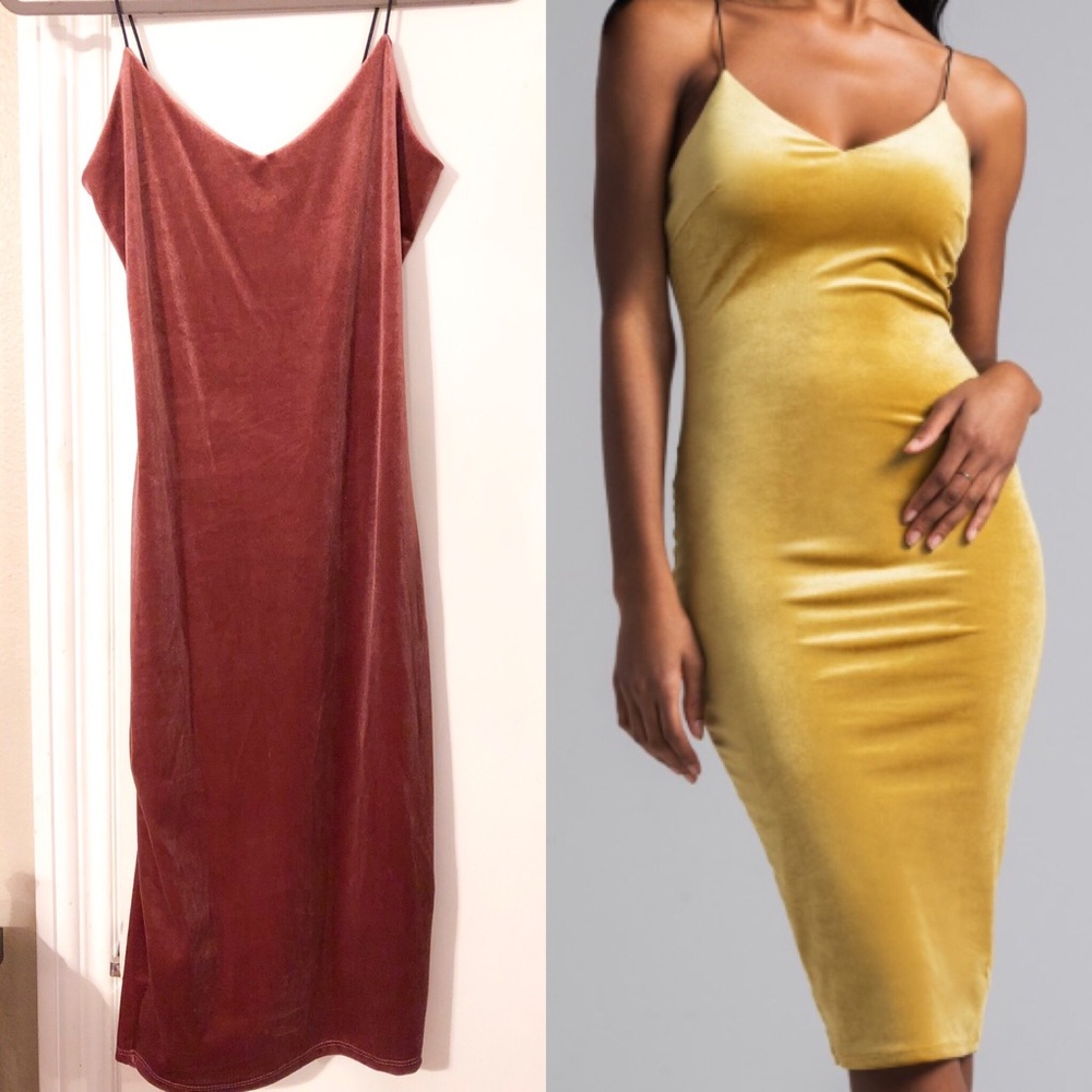 Mind Code velvet rose pink bodycon dress size M/L